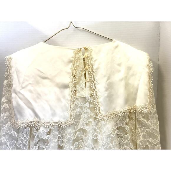 Scott McClintock Ivory Lace Satin Victorian Prairie Wedding Dress Sz S Vintage - Picture 8 of 15